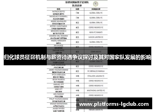 归化球员征召机制与薪资待遇争议探讨及其对国家队发展的影响